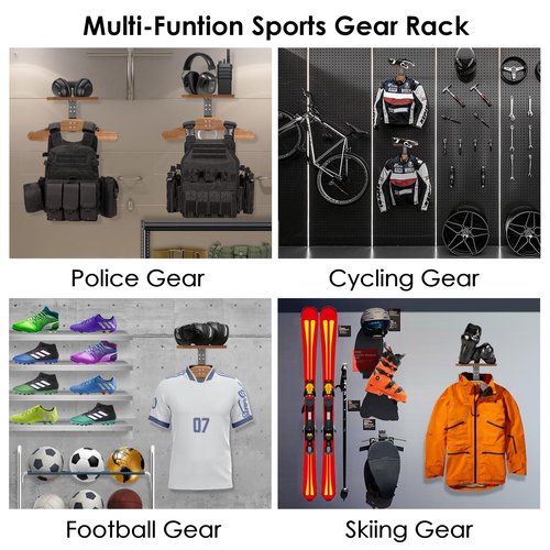 Tactical Vest Hanger- Solid Wood Tactical Gear Rack with Top Wooden Holder Tray for Walkie-Talkie,Earmuffs - Multifunction Tactical Gear Wall Mount for Motorcycle Football Skating Gear