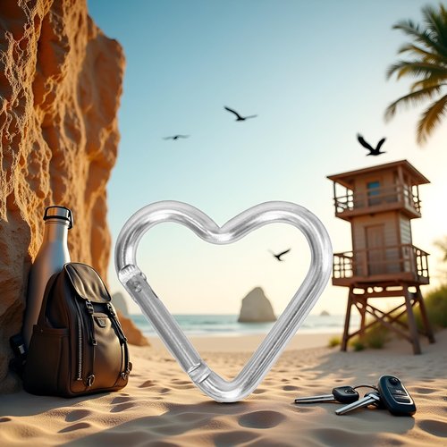 Heart Shaped Carabiner Clip Aluminum Alloy Keychain Clip Spring Hook Camping Backpack Clips Heavy Duty Carabiner Wristlet Keychain Keychain Clip,Accessory and Keychain Carabiners (Silver)