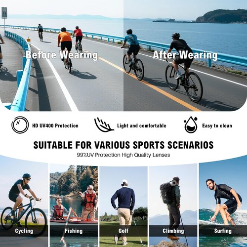 MALIDAK Sports Sunglasses for Mens Women Youth Baseball Sunglasses UV400 Protection Men Cycling Glasses Ideal for Surfing, Running, Climbing, Fishing