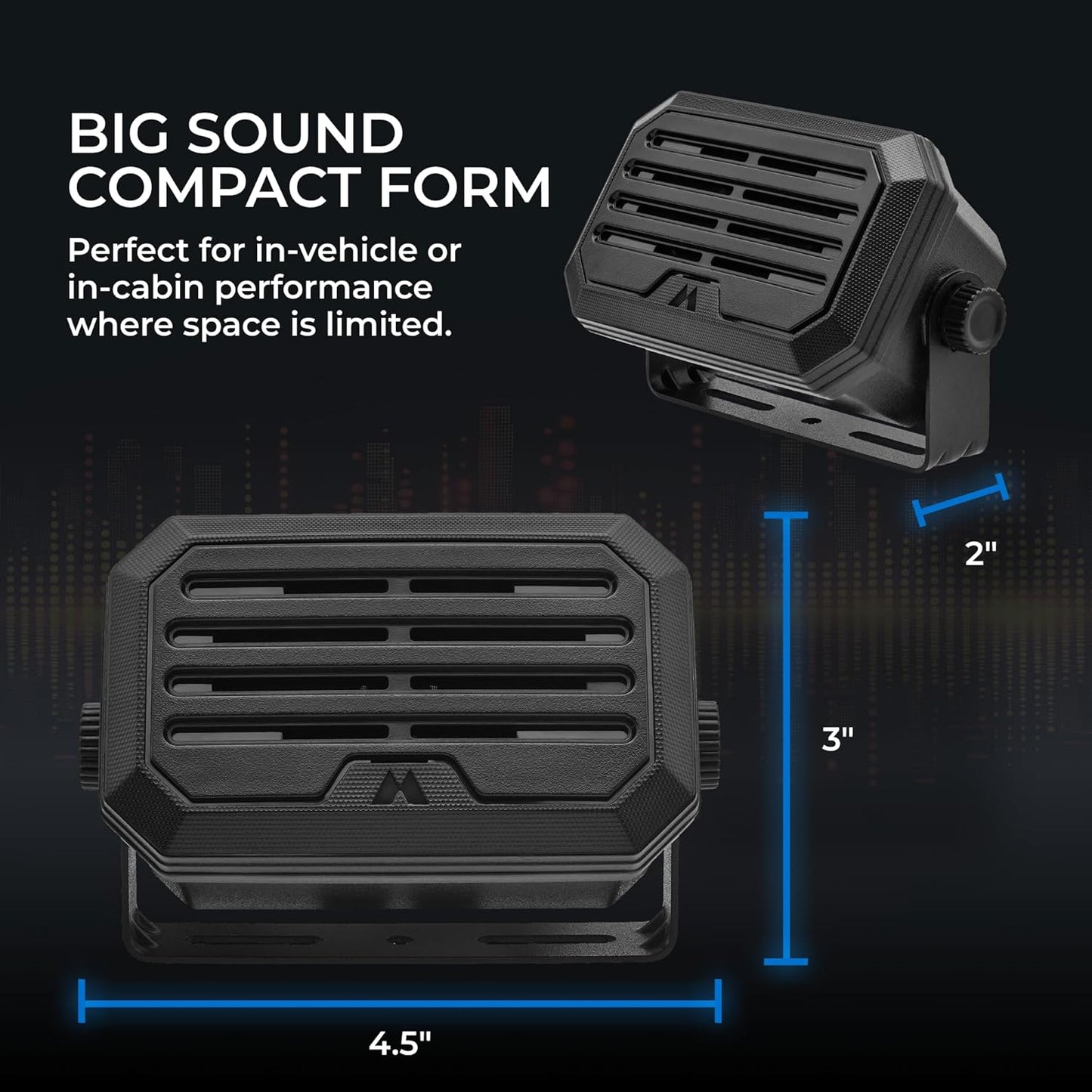Midland - SPKMINI Mini External Speaker - Waterproof, 10 Watts, 3.5mm Plug - Compatible with All Mobile CB, GMRS, HAM and Amateur Radios