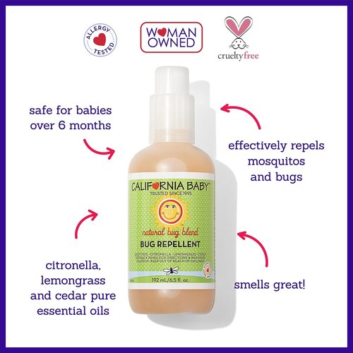 California Baby DEET-Free Natural Bug Repellent Spray | Citronella Mosquito & Insect Repellent for Kids & Adults | 59 mL