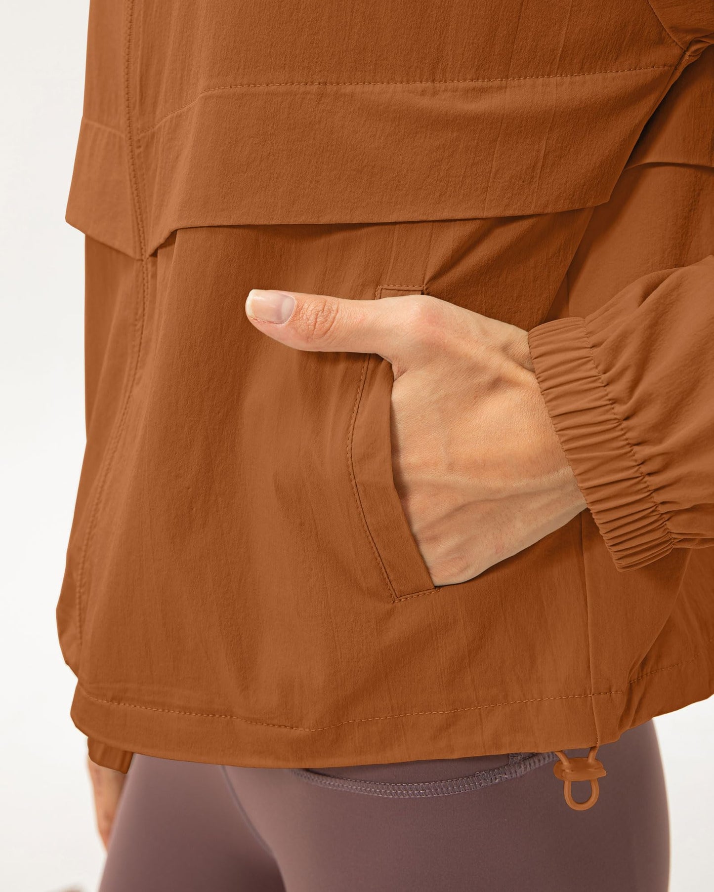 Locachy Women's Lightweight Zip Up Athletic Jacket Stand Collar Windproof Sun Protection Workout Outdoor Jacket Brown M