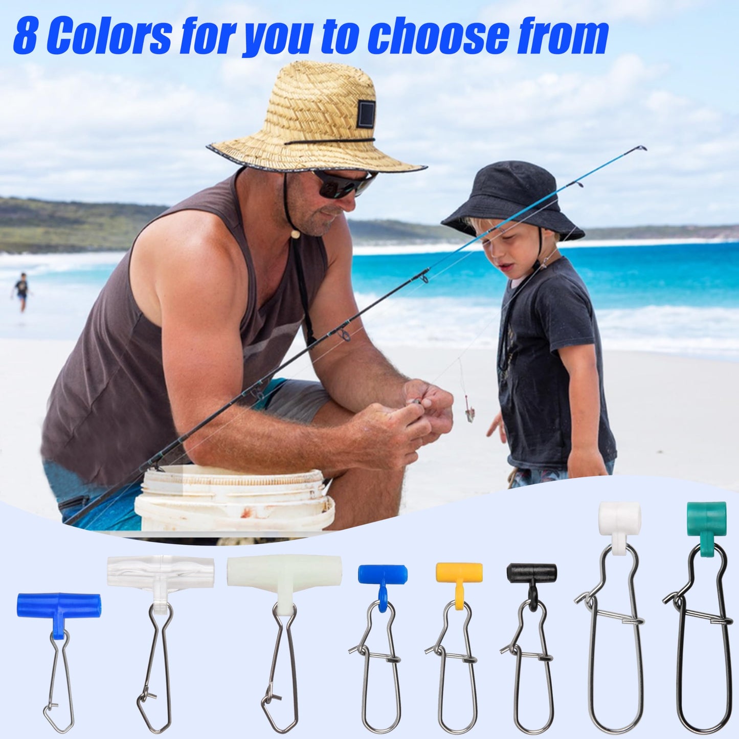 Fishing Line Sinker Slides, 70pcs Heavy Duty Sinker Slider with Stainless Steel Duo-Lock Snap Swivel Weights Connector for Catfishing Rig Tackle