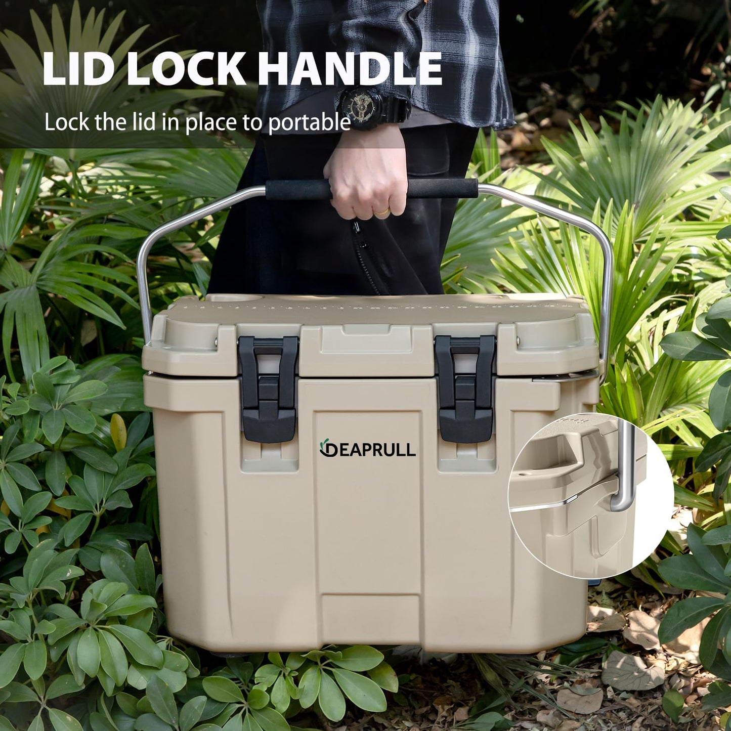 30 Quart Hard Cooler, Insulated Ice Chest Box Holds Ice for More Days, Portable Cooler with Handle, Cup Holders, Double Latches for Camping, Drink, Beverage, Beach, Picnic, Fishing, Boat, Barbecue