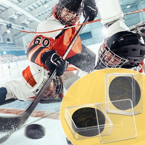 Hockey Puck Display Cases, Acrylic Cube Square Hockey Puck Display Cases - Fits Official Size Hockey Puck (3 PCS)