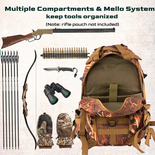 Waterproof Camo Hunting Backpack for Men, Pack Bag With Gear Accessories, Day Pack for Bow, Fishing, Hiking, Outdoor