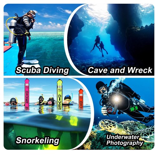 Surface Marker Buoy Scuba with Reel, 6ft High Visibility Diving Open Bottom Signal Tube Safety Sausage with Pouch Bag, 100ft ABS Dive Reel and Steel Double-Ended Bolt Snap