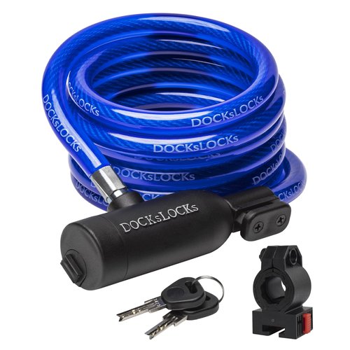 DocksLocks Bike Cable Lock Set, Coiled Security Cable with Key Lock and Mounting Bracket, Compact Anti-Theft Protection for Bikes, Bicycles, Scooters and More 4ft