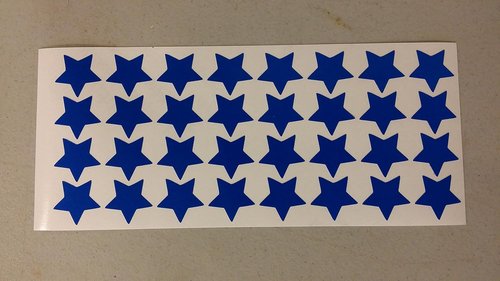 LiteMark Reflective White 1 Inch Stars Sticker Decals for Helmets, Bicycles, Strollers, Wheelchairs and More - Pack of 36
