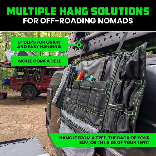 Rhino USA Camping Kitchen Organizer: Ultimate Overland Camp Accessory For Outdoor Cooking, Spice Rack, Utensil Storage and More!