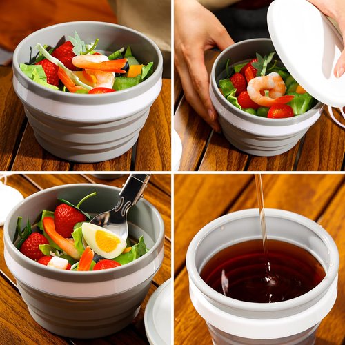 Odoland Camping Mess Kit Silicone Collapsible Bowl, Cup & Stainless Steel Spoon for 1 Person Backpacking Outdoor, Camping, Hiking and Picnic