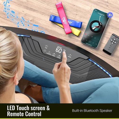 FLYBIRD 4D Vibration Plate 500 LBS Capacity - Oscillation, Linear, Pulsation Exercise Machine With Triple Motors for Lymphatic Drainage & Bone Density Building - Black