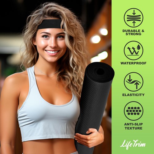 LifeTrim 9' x 6' x 1/4" Non Slip Extra Large Exercise Mat XL Wide Mats For Home Workout Cardio Fitness Home Gym Mat Durable Use With or Without Shoes Thick Exercise Floor Mats For Carpet Tile Concrete