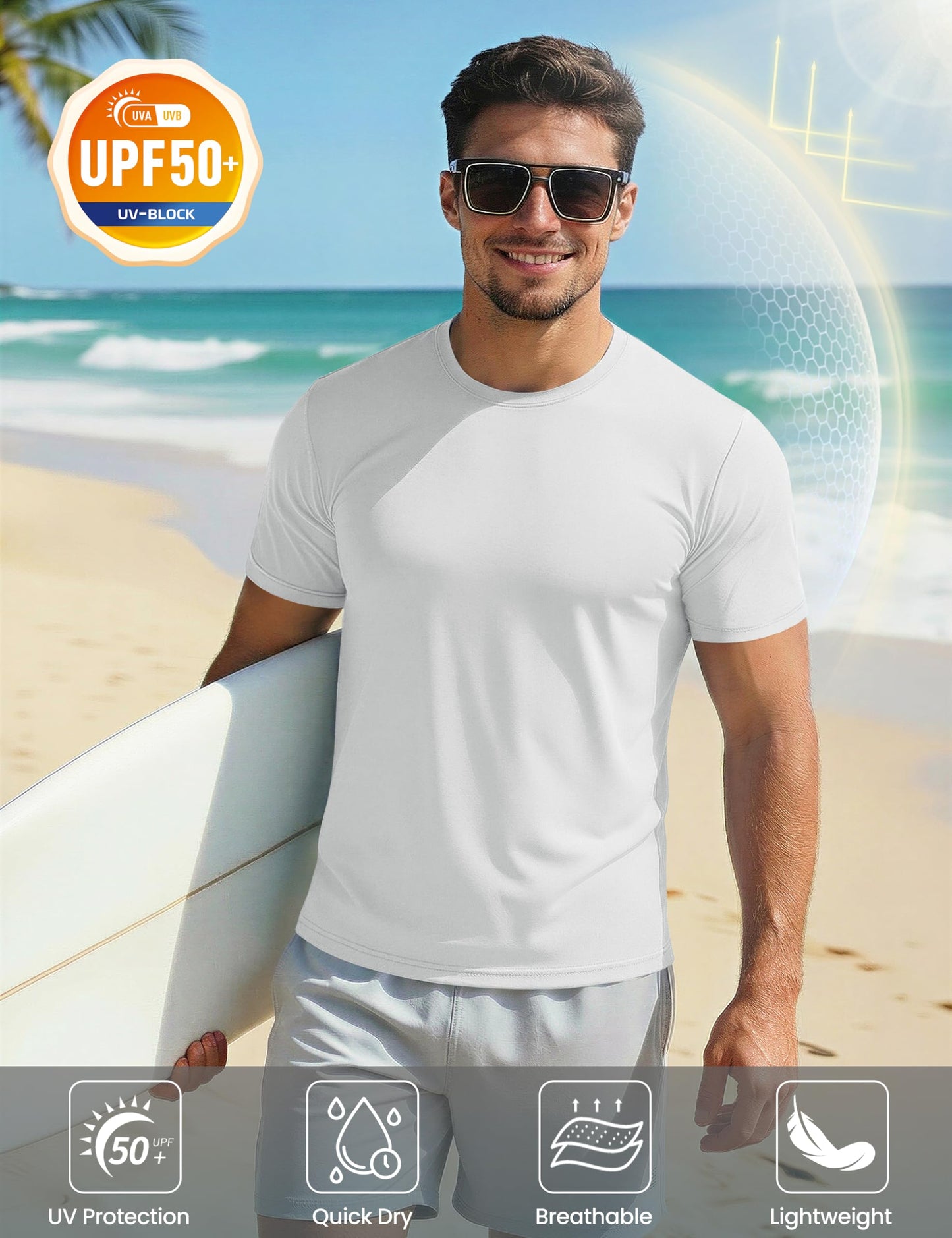 T Shirts for Men Dry Fit Hiking T-Shirt UPF 50+ UV Fishing Short Sleeve Shirts for Gym Workout Running