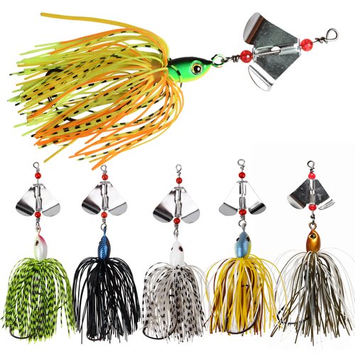 Spinnerbait Fishing Lures Kit Spinner Baits Set-6pcs Bass Fishing Buzzbait Spinnerbait Multicolor Bass Trout Salmon Metal Spinner Baits Chatterbaits Swim Jigs for Freshwater Saltwater Fishing