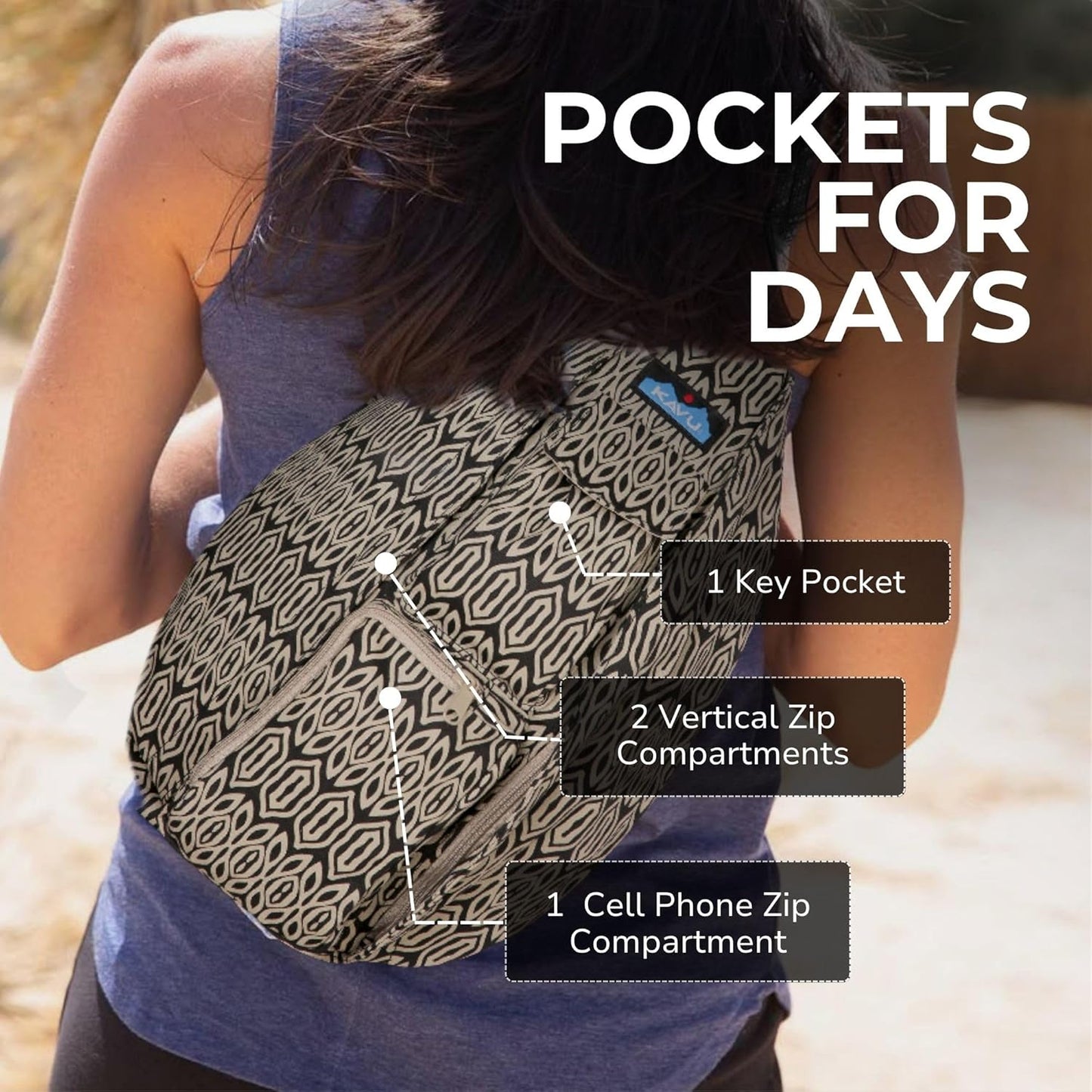 KAVU Rope Bag - Sling Pack for Hiking, Camping, and Commuting