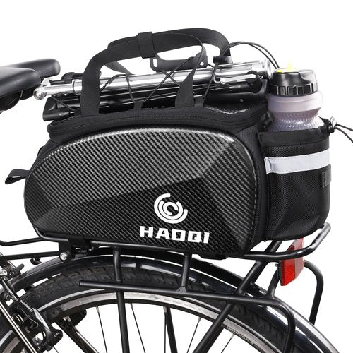 HAOQI 35L Panniers Bike Bags, Waterproof Bicycle Rear Rack Trunk Bag Hard Shell Ebike Cargo Saddle Seat Bag Carrier Handbag with Shoulder Strap for Commuter Travel Outdoor,Black