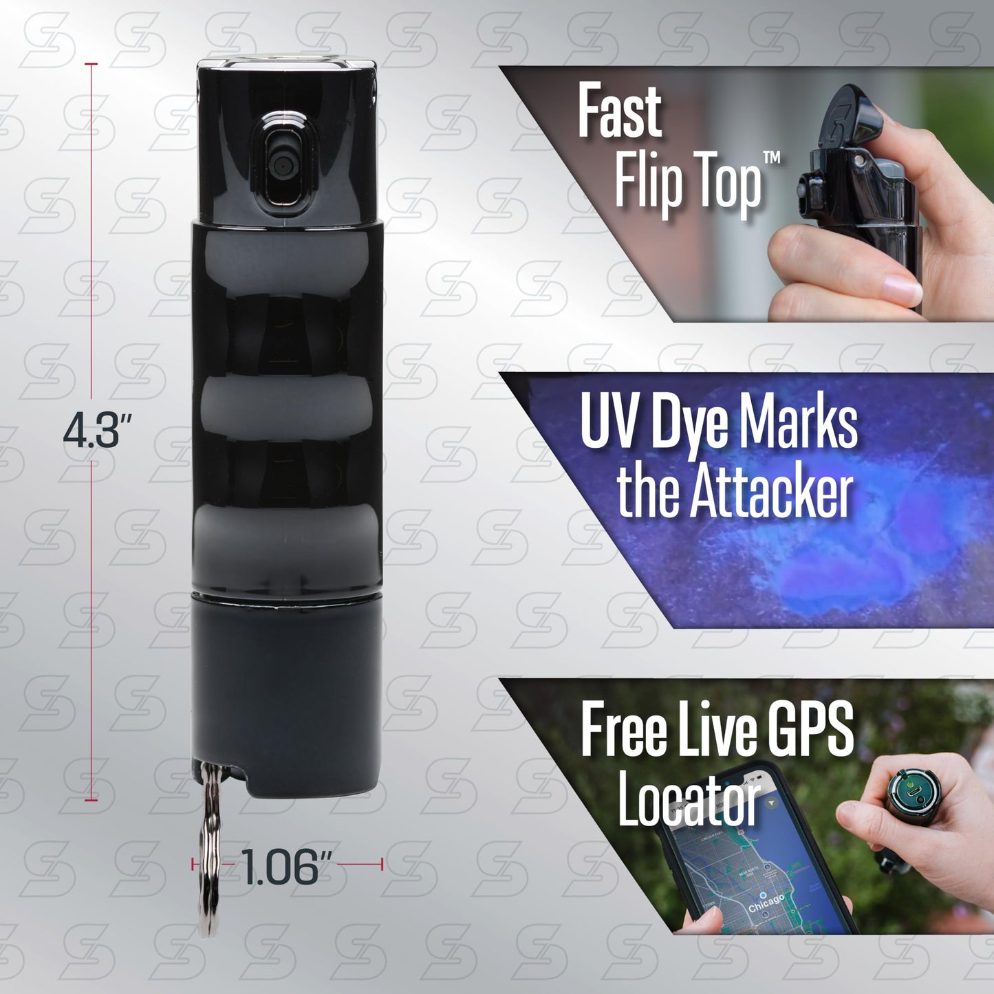 SABRE SMART Bluetooth Pepper Spray for Self Defense w/ Live GPS Tracking, Text & Phone Call Alerts in Emergencies, Fast Flip Top, Training Spray, Refill Canister Available, 0.54 fl oz