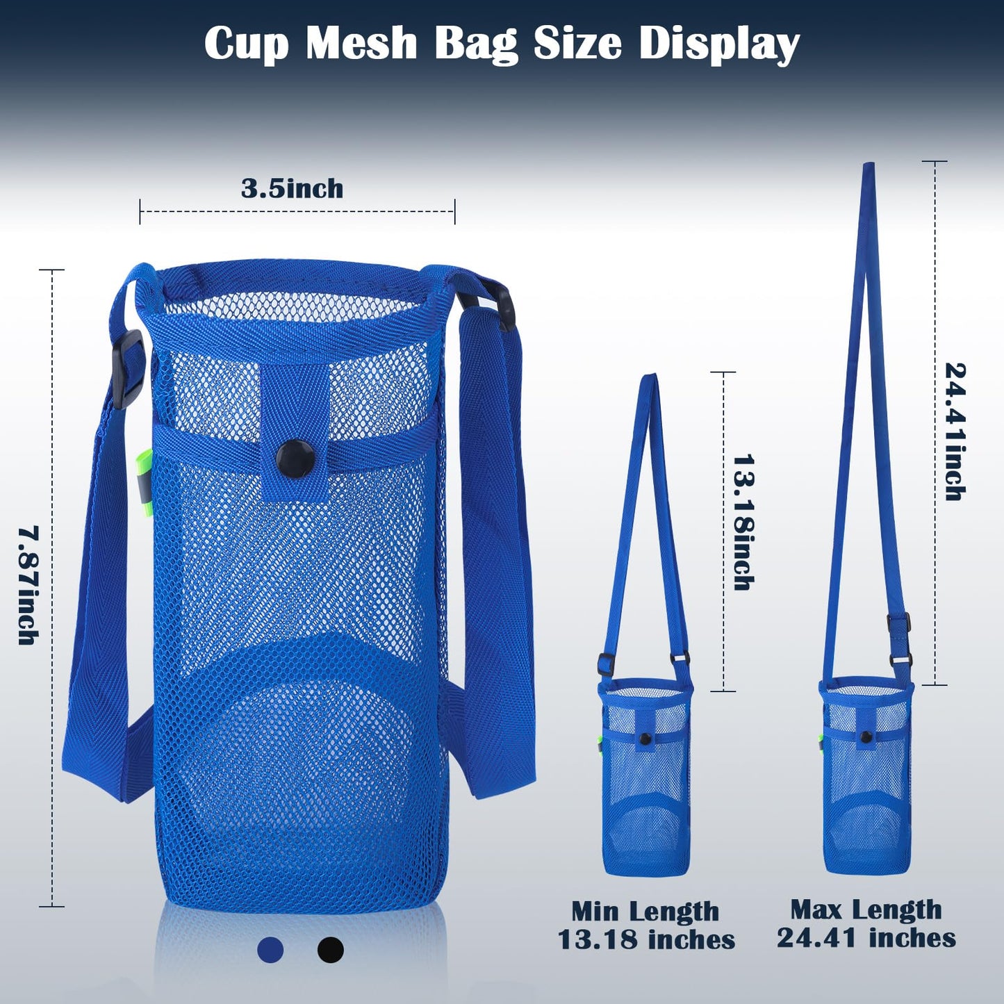 GAOHUI 2 Packs Bottle Holder With Strap, Mesh Sling With Adjustable Shoulder Strap, Portable Bag With Pocket, Water Bottle Carrier for Walking, Hiking, Travelling