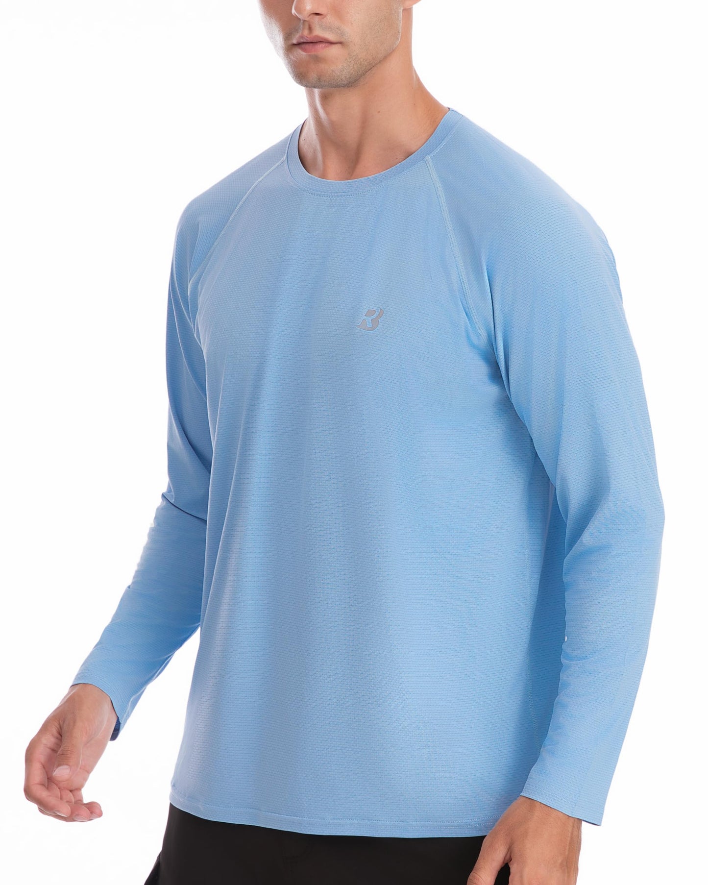 Roadbox Men's UPF 50+ UV Sun Protection Shirts, Lightweight Long Sleeve Water Swim Rash Guard for Fishing Running Hiking Blue