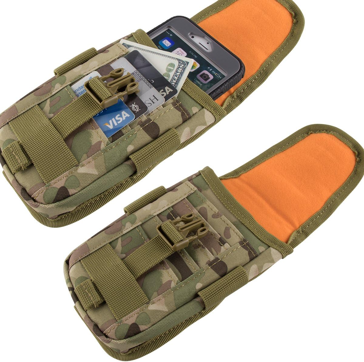 IronSeals Tactical Phone Holster Pouch, Tactical Smartphone Pouches Cellphone Case Molle Gadget Bag Molle Attachment Belt Holder Waist Bag for 4.7"-6.9" with US Flag Patch for iPhone 16 Pro/15 Pro