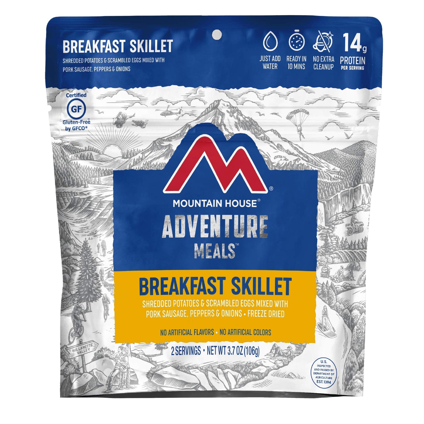 Mountain House Chili Mac with Beef | Freeze Dried Backpacking & Camping Food | 2-Servings + Mountain House Breakfast Skillet | Freeze Dried Backpacking & Camping Food | 2 Servings | Gluten-Free