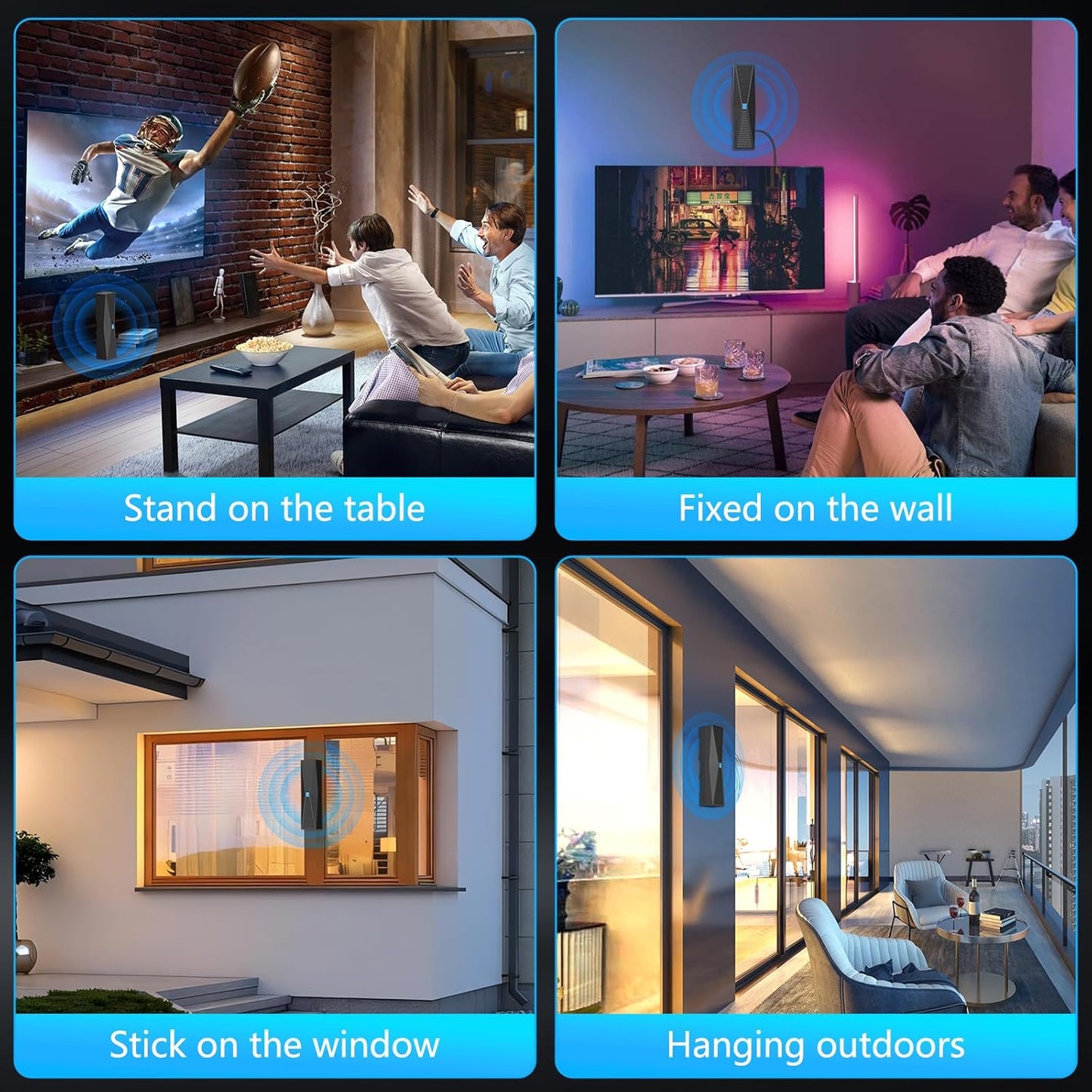 2025 Antenna for Smart TV for Local Channels,TV Antenna Indoor for Long Range Reception, Digital Antenna for Easy Installation and All Smart/Old TVs, Supports 4K 1080P HD VHF UHF