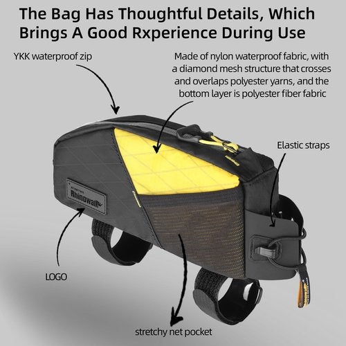 Rhinowalk Bike Top Tube Bag Bike Frame Bag 1.2L Waterproof Bicycle Bag Professional Cycling Accessories for Mountain Road Bike(Small)-Black