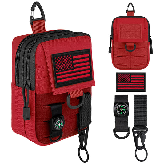 IronSeals Tactical Molle Utility EDC Pouch Nylon Waist Belt Bag Camping Hiking Organizer Pouch Phone Holster for iPhone 16 Pro Max/16 Pro/15 Pro Max/14 Pro Max/13 Pro Max/12 Pro Max/11 Pro Max, Large