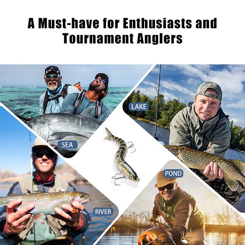 TRUSCEND Fishing Lures for Bass Trout Topwater Swimbaits for Segmented Multi Jointed Swim Baits Slow Sinking Swimming Bait for Freshwater Saltwater Gear Pike Lure Kit Gifts for Men