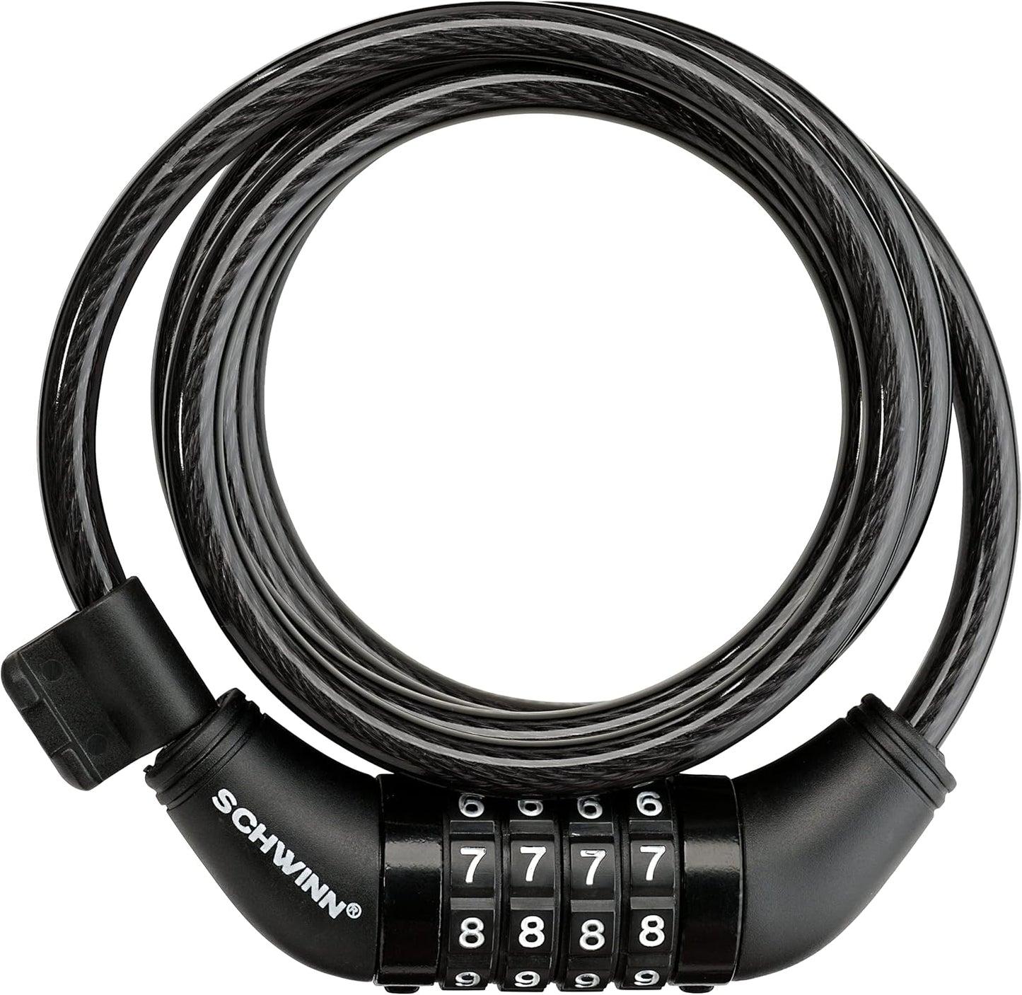 Schwinn Combination Bike Lock in Braided Steel Cable, 6 feet x 12 mm Anti Theft Bicycle Lock, Black, Security Level 3