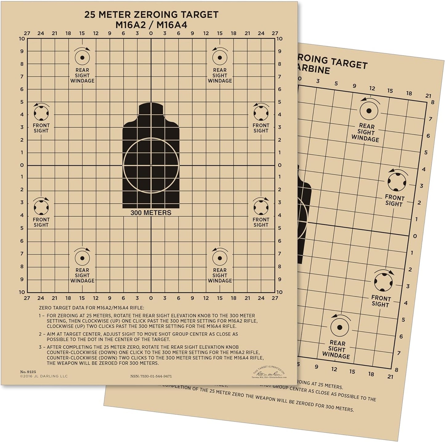 Rite in the Rain Weatherproof Diamond Pattern MOA Precision Distance Shooting Targets, 11" x 17", 25 Sheet Pack (No. TGMOALR-D)