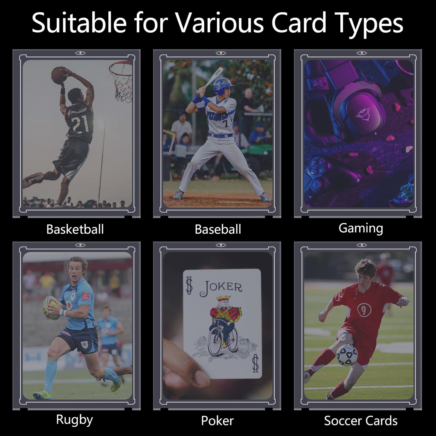 Ogeee 4 PCs Magnetic Card Holders for Trading Cards,35 pt Hard Cards Sleeves Case fit for MTG Cards, YUGIOH Cards, Standard Cards, Sports Cards, Baseball Cards Toploaders,Plus 2 Acrylic Stands