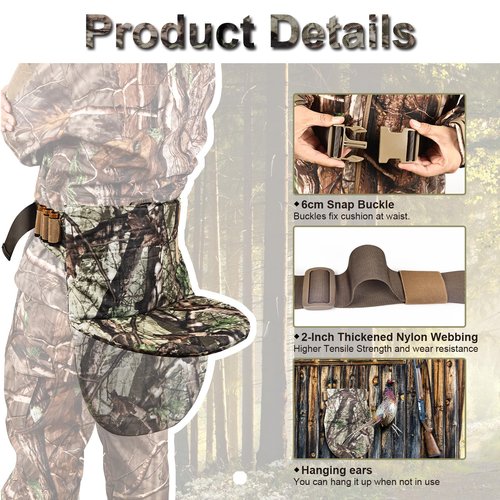 Hunting Seat Cushion Portable Foam Seat with Back&Straps Self-Supporting Hunting Seat/Chair Hunter Folding Tree Stand Seat Cushion Wear-Resistant Hunting Rest Cushion for Various Outdoor Activities