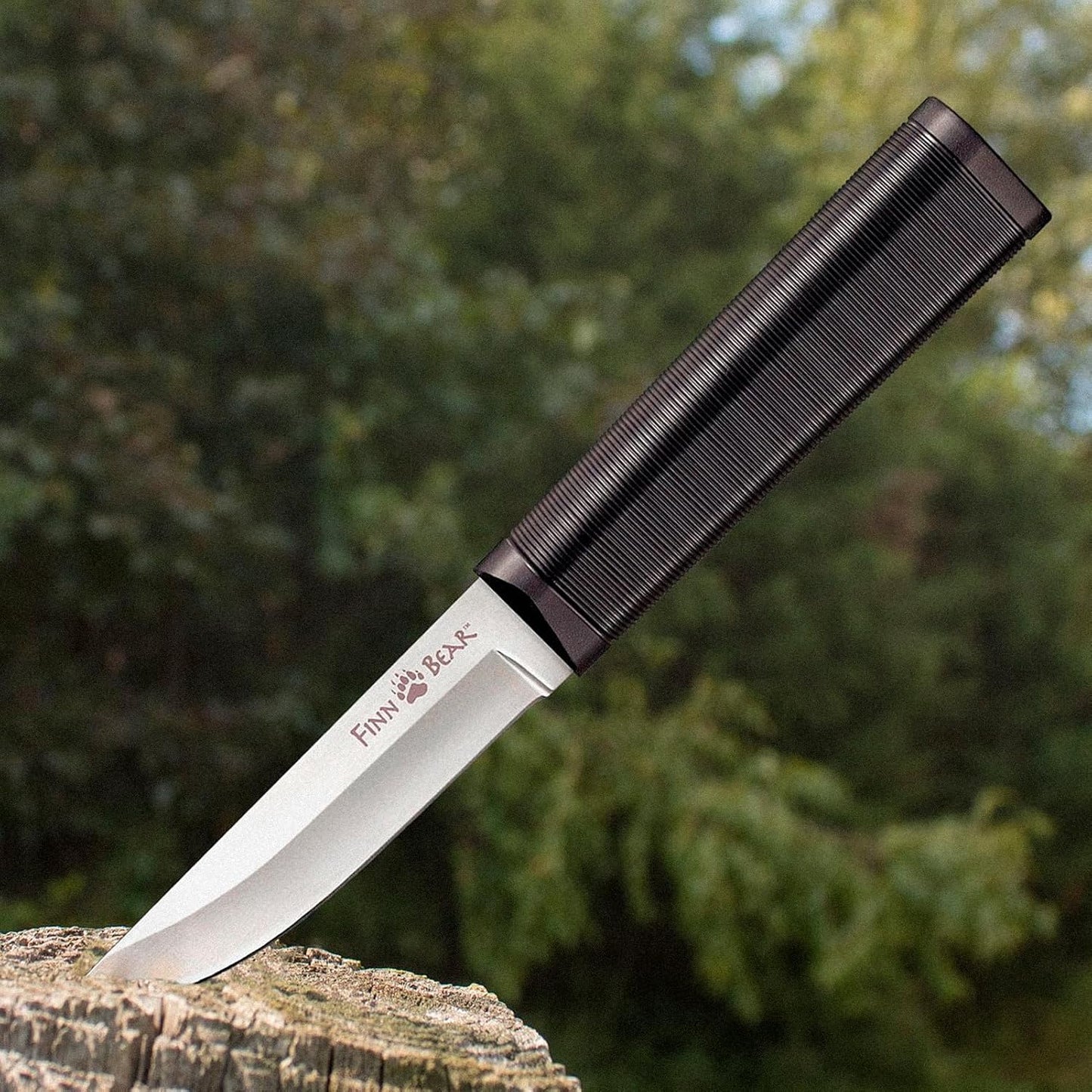 Cold Steel Finn Bear 4" Durable Compact German 4116 Stainless Steel Fixed Blade Straight Back Outdoor Game Hunting Utility Knife, 4-1/2" Textured Handle, Secure-Ex Sheath