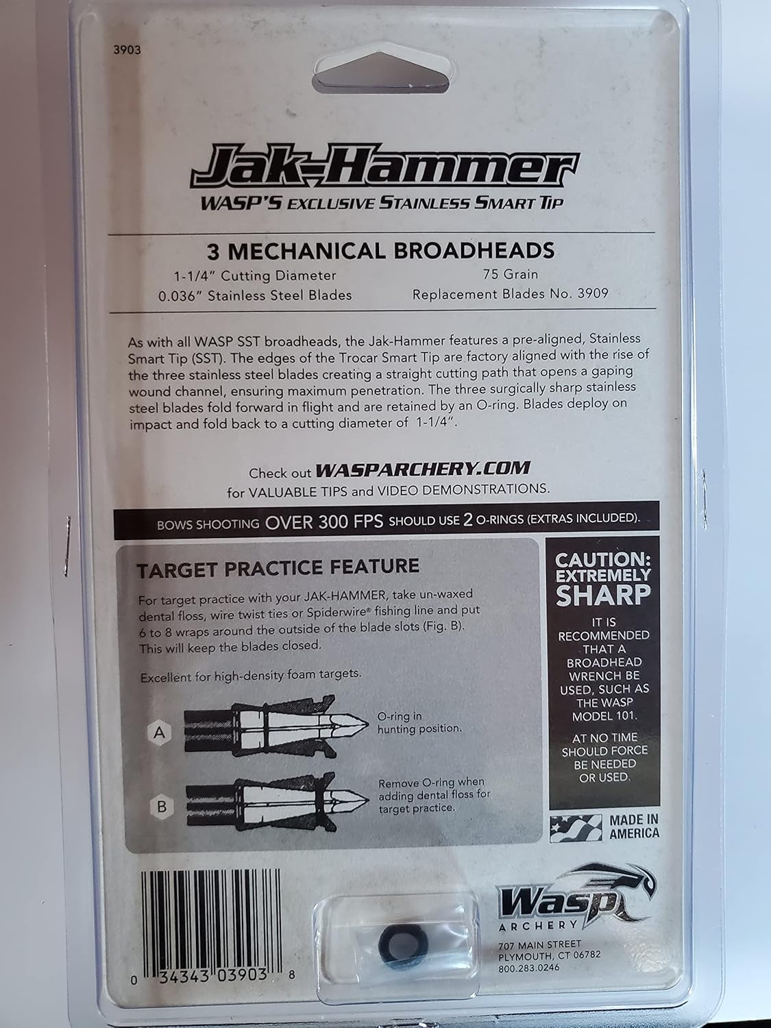 Wasp Jak-Hammer 75 SST 1-1/4" Cutting Diameter Broadhead