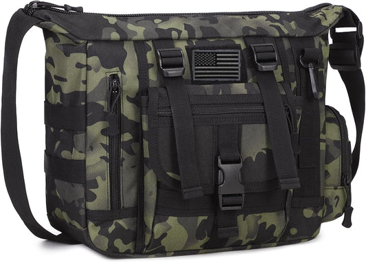 ArcEnCiel Tactical Messenger Bag Men MOLLE Sling Shoulder Pack with Patch