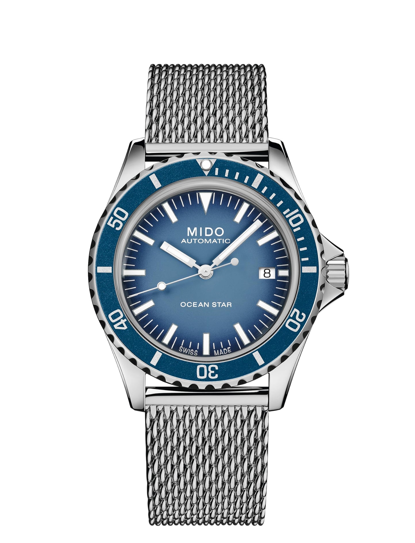 MIDO Ocean Star Tribute Gradient - Swiss Automatic Watch for Men - Blue Gradient Dial - 40.5mm Stainless Steel Case - Stainless Steel Bracelet - M0268071104101