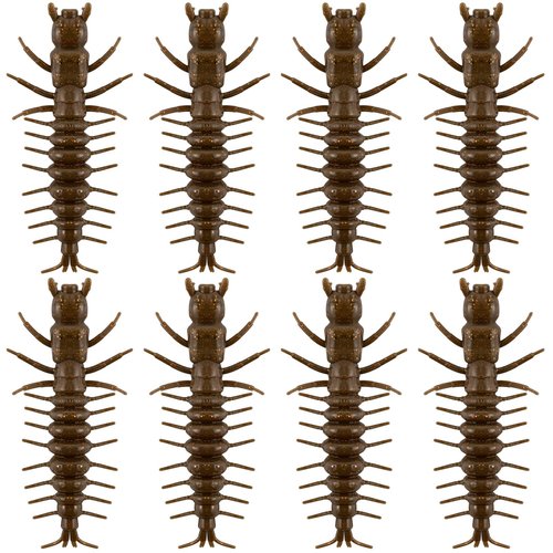 Dr.Fish 8 Pack Hellgrammite Soft Fishing Lure Worm Bait 3" Freshwater Bass Fishing Plastic Lures Grub Crappie Panfish Bluegill Trout Walleye Dark Brown