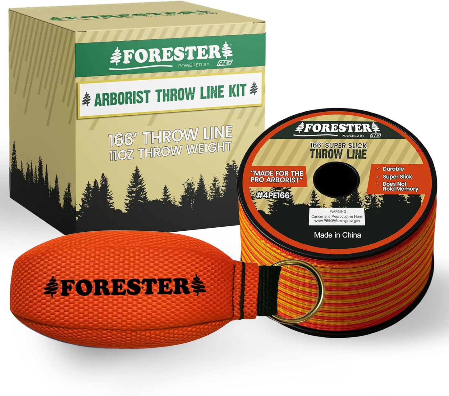 FORESTER Arborist Throw Line Kit | Throw Weight & 166ft Rope | Ultra Slick 100% Polyester Rope | Arborist Equipment for Tree Climbing