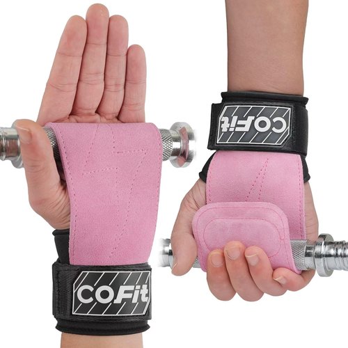 COFIT Wrist Straps for Weightlifting, Workout Wrist Wraps with Dual-Layer Oxford Leather, Enhanced Grip for Optimal Hand and Wrist Protection for Deadlift and Dumbbel - Standard size Pink