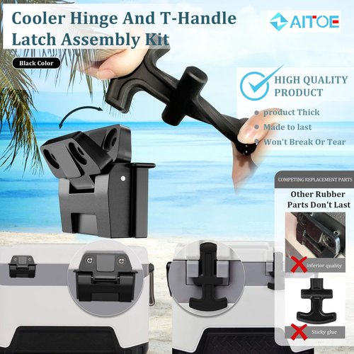 Cooler Hinge and T-Handle Latch Replacement Kit Replacement for 25, 52, 72 Qt Ig-loo BMX and Overland 25-72 Quart Coolers Parts