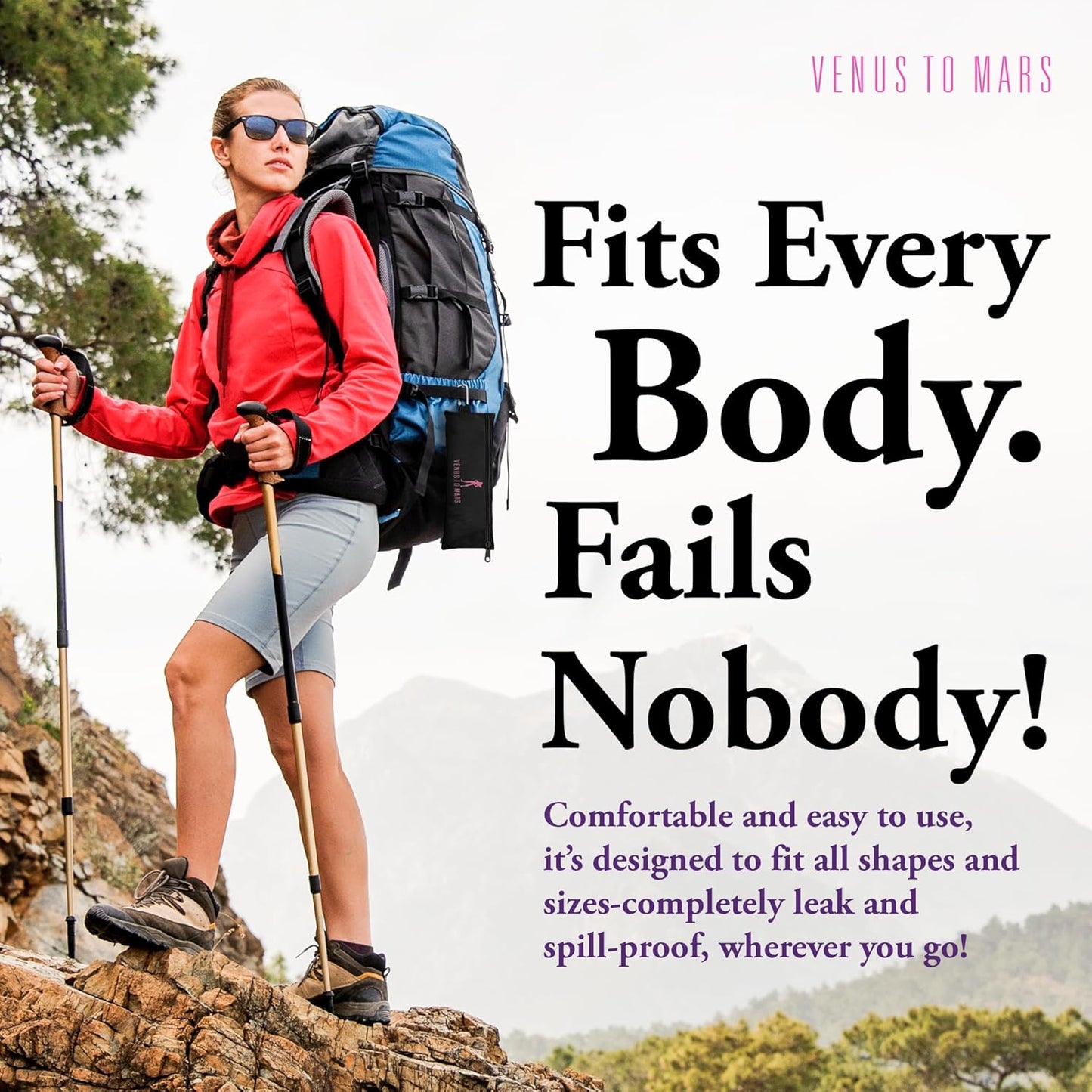 VENUS TO MARS Female Urinal | Female Urination Device | Womens Pee Funnel for Camping - Car - Travel - Festivals - Porta Potty - Outdoor Activities