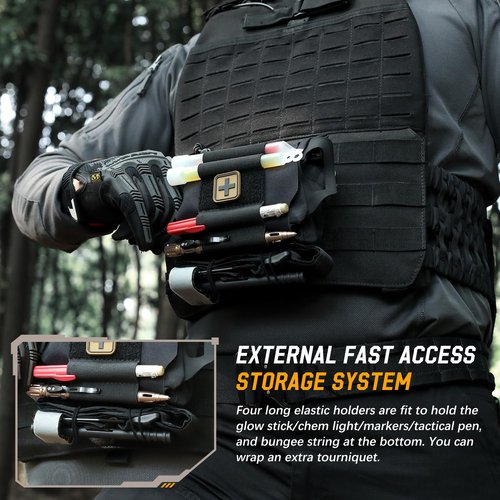 LIVANS Molle Medical IFAK First Aid Pouch Empty for Duty Belt Micro Belt Mini EMT Pouch Trauma Kit Med Roll Carrier Hypalon Handle Two-Piece System