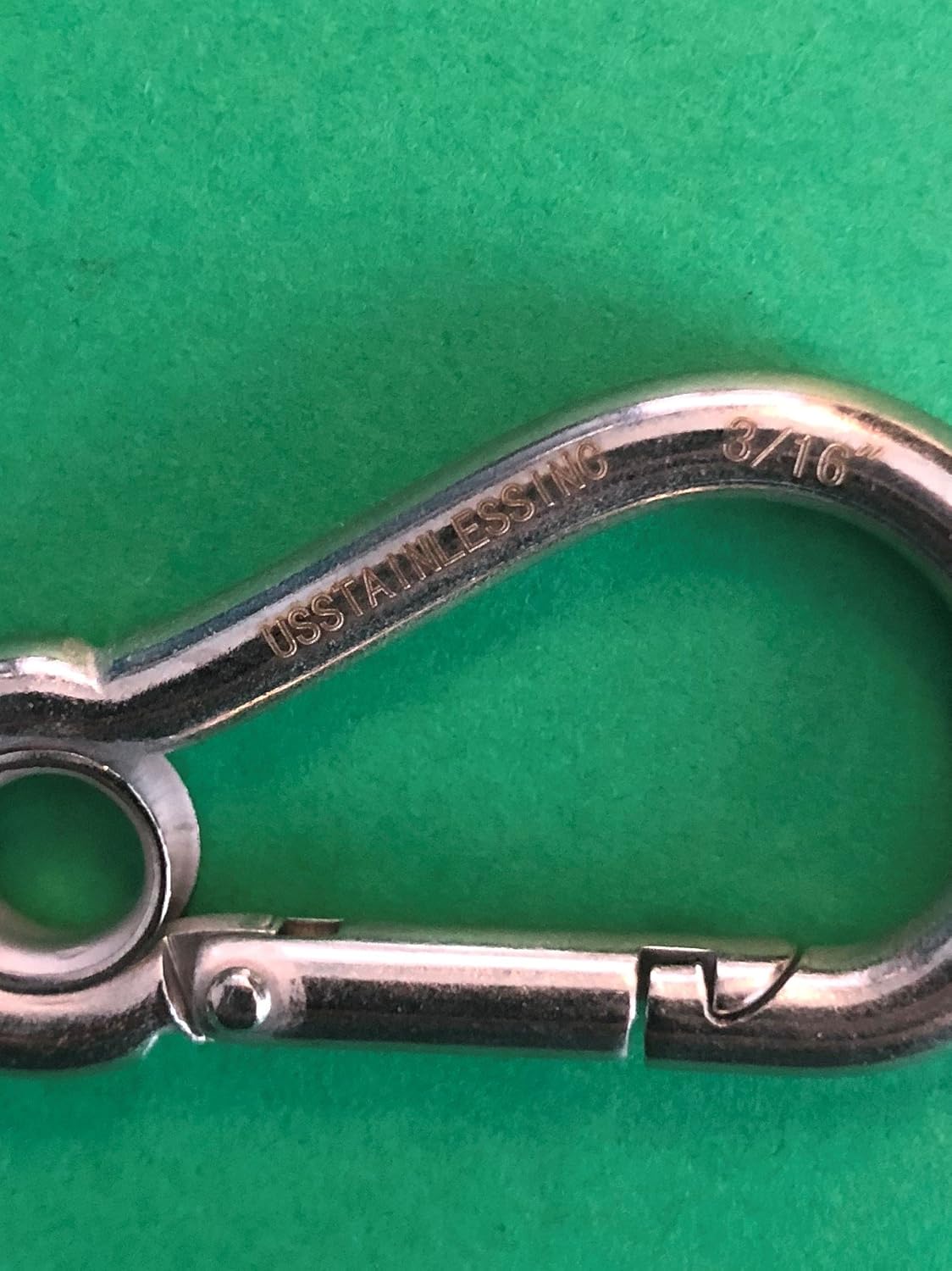 US Stainless 4 Pieces Stainless Steel 316 Spring Hook with Eyelet Carabiner 3/16" (5mm) Marine Grade