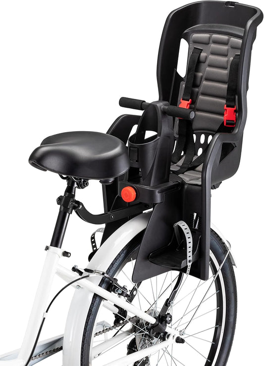 Schwinn Deluxe or Ovation Child Bike Carrier, Seats one Kid Ages 1+, Frame Mount, Adjustable Safety Harness, Quick Release Design, Comfortable Padding, Rear-Mounted Child Bike Seat for Toddler