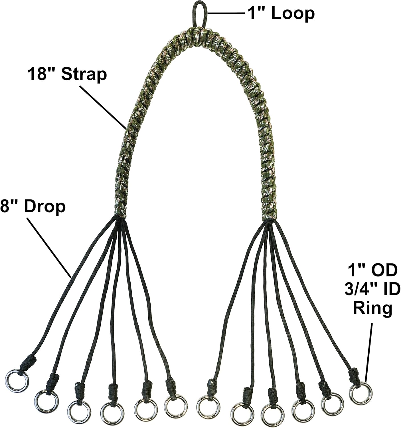 Game Carrier, 12 Drops, Slip Ring - Bird Tote for Waterfowl, Duck, Geese, and Other Wild Game, Paracord