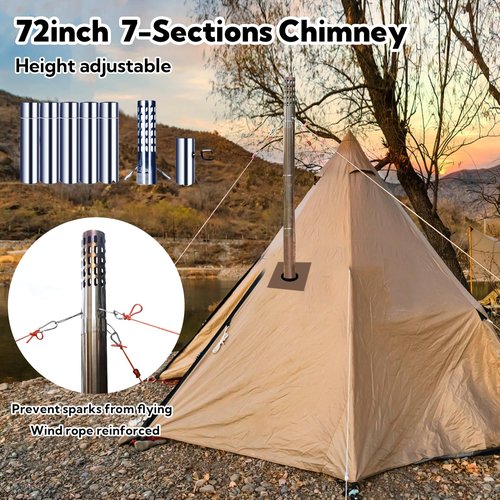 Huskfirm Wood Burning Stove,Tent Stove for Heating,Folding Portable Wood Stove for Tent,Cooking,Courtyard,Camping Stove include Chimney Pipes and Spark Arrestor, Black-LOGO