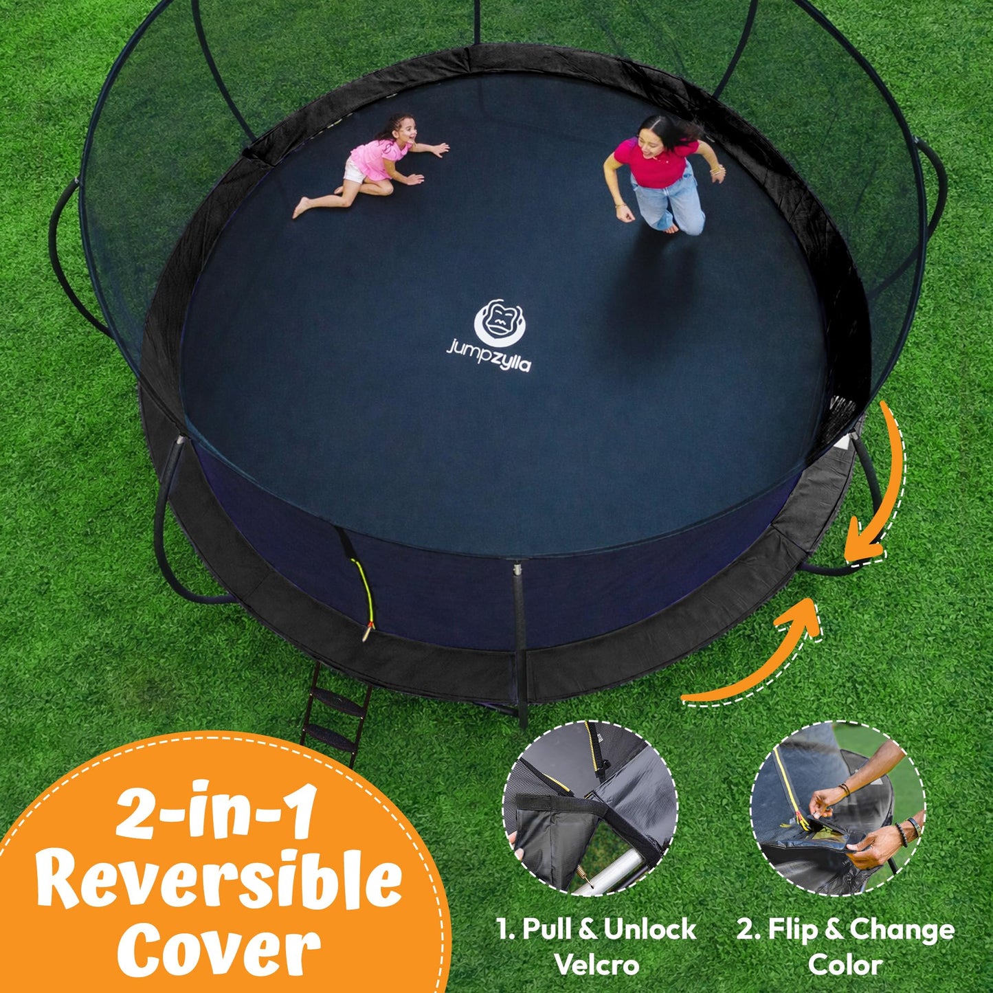 JUMPZYLLA Outdoor Trampoline with Net for Kids 10FT 12FT 14FT 15FT 16FT
