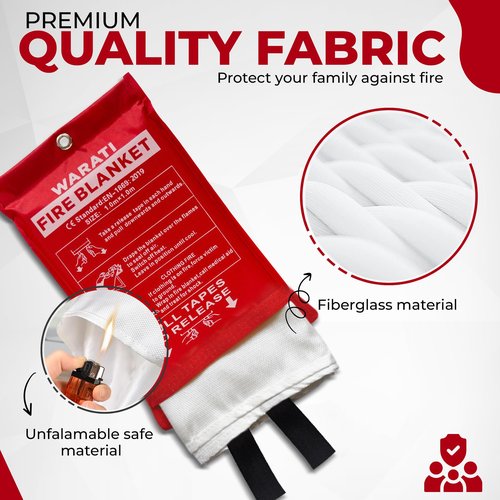 [Pack of 2] Fire Blanket w/ 2 Hooks –Reusable, Flame-Retardant, Tear-Resistant Safety Cover –Capable of withstanding Upto 1076°F (580°C) - Heavy-Duty fire Blankets Emergency for Home,Car - Outdoor